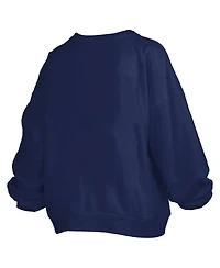 Pressbox Women's Navy Midshipmen Janise Arch Over Logo Waist Length Oversized Pullover Sweatshirt