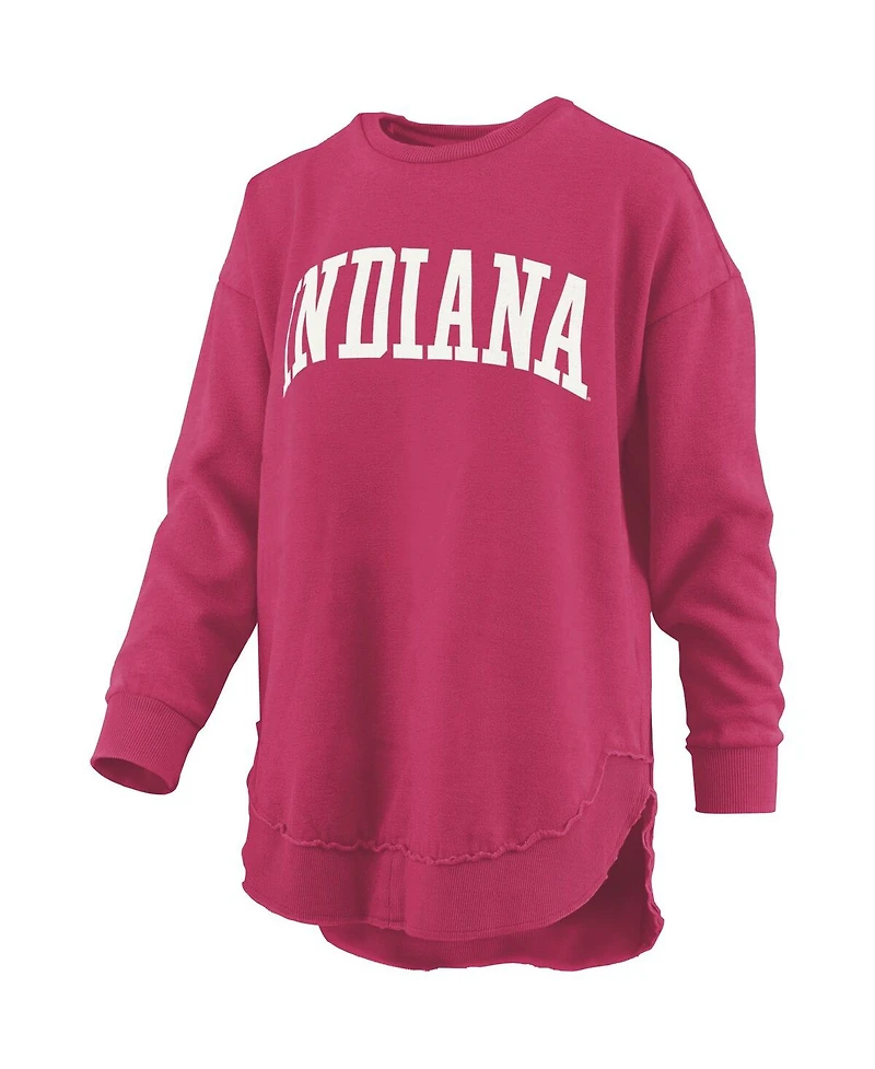Pressbox Women's Crimson Indiana Hoosiers Melange Poncho Vintage Fleece Long Sleeve Pullover Sweatshirt