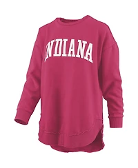 Pressbox Women's Crimson Indiana Hoosiers Melange Poncho Vintage Fleece Long Sleeve Pullover Sweatshirt