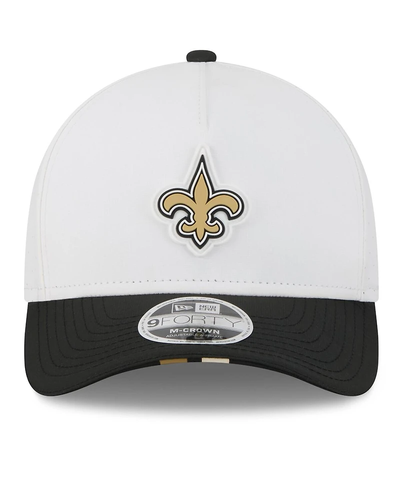 New Era Men's White/Black New Orleans Saints 2025 Nfl Training Camp A-Frame 9FORTY Adjustable Hat