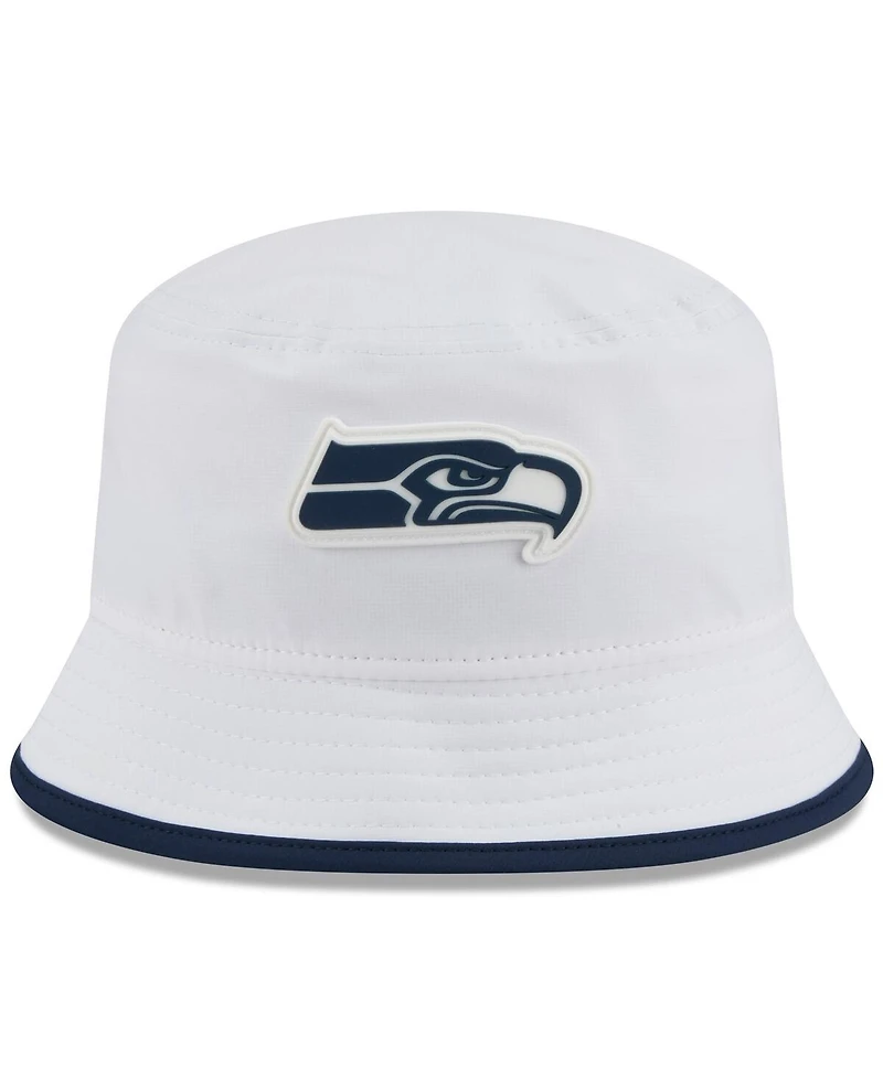 New Era Men's White Seattle Seahawks 2025 Nfl Training Camp Stretch Bucket Hat