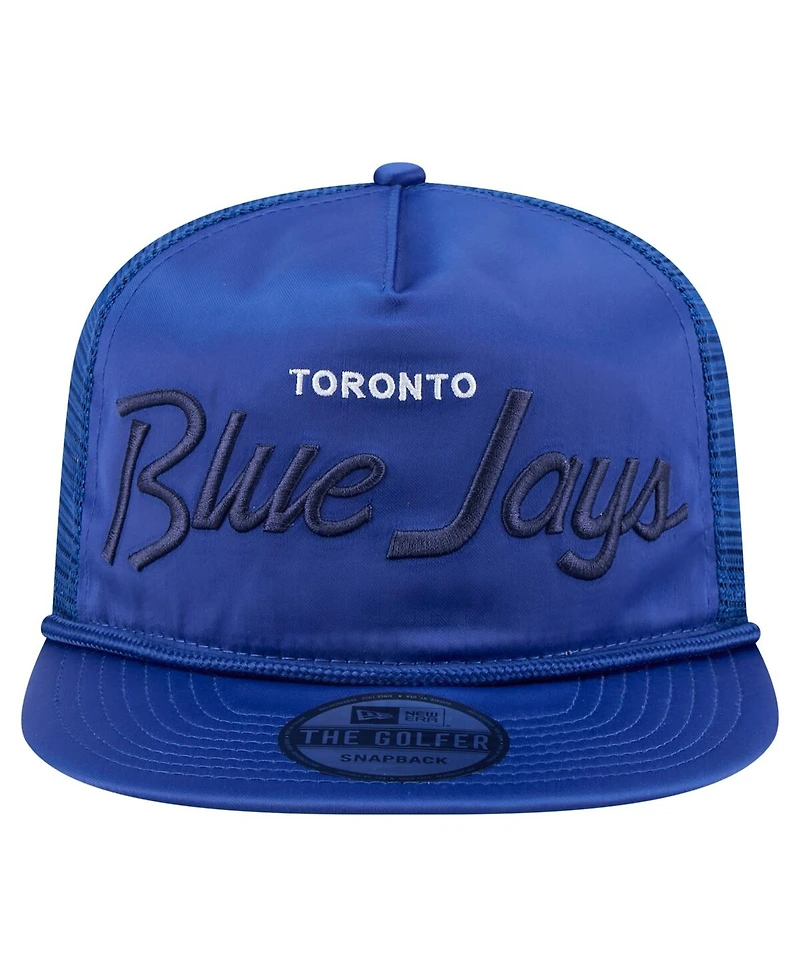 New Era Men's Royal Toronto Blue Jays Retro Satin Script Golfer Adjustable Hat