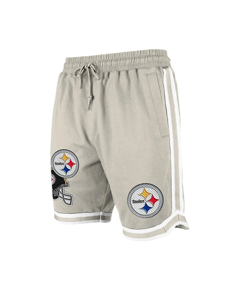 New Era Men's Light Beige Pittsburgh Steelers Stone Multi Patch Shorts