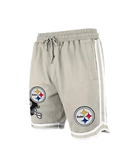 New Era Men's Light Beige Pittsburgh Steelers Stone Multi Patch Shorts