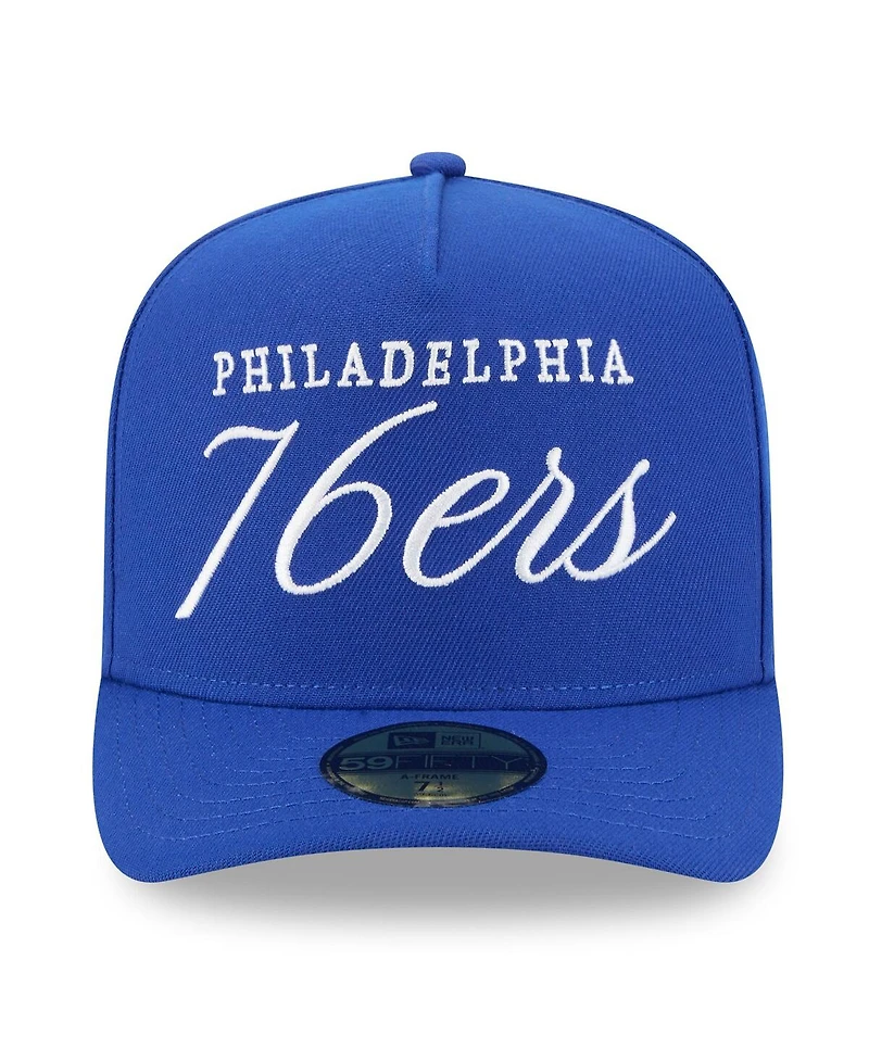 New Era Men's Royal Philadelphia 76ers 2025 Nba Draft A-Frame 59FIFTY Fitted Hat