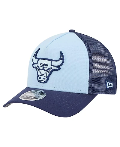 New Era Big Boys and Girls Light Blue Chicago Bulls Colorpack A-Frame 9FORTY Trucker Adjustable Hat