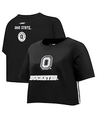 Pro Standard Women's Black Ohio State Buckeyes Rhinestone Boxy Cropped T-Shirt