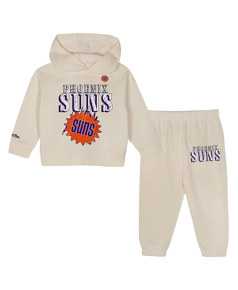 Mitchell & Ness Toddler 2-Piece Cream Phoenix Suns Hang Time Oversized Pullover Hoodie and Pants Set