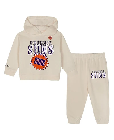Mitchell & Ness Toddler 2-Piece Cream Phoenix Suns Hang Time Oversized Pullover Hoodie and Pants Set