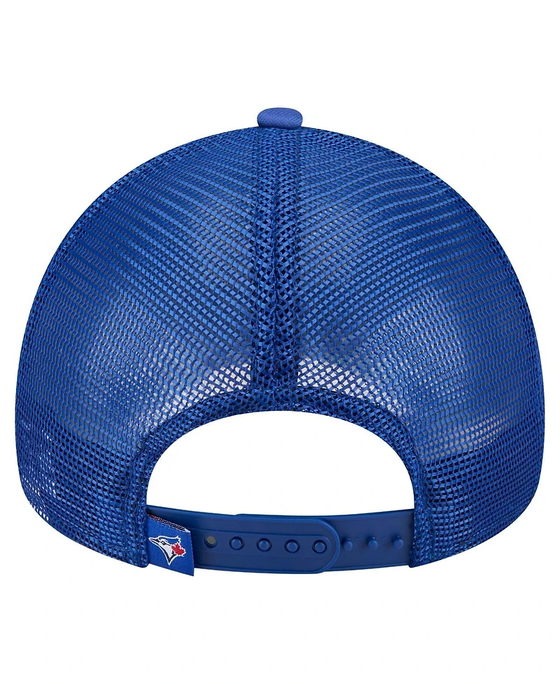 New Era Men's White/Royal Toronto Blue Jays Distressed 9FORTY A-Frame Adjustable Trucker Hat