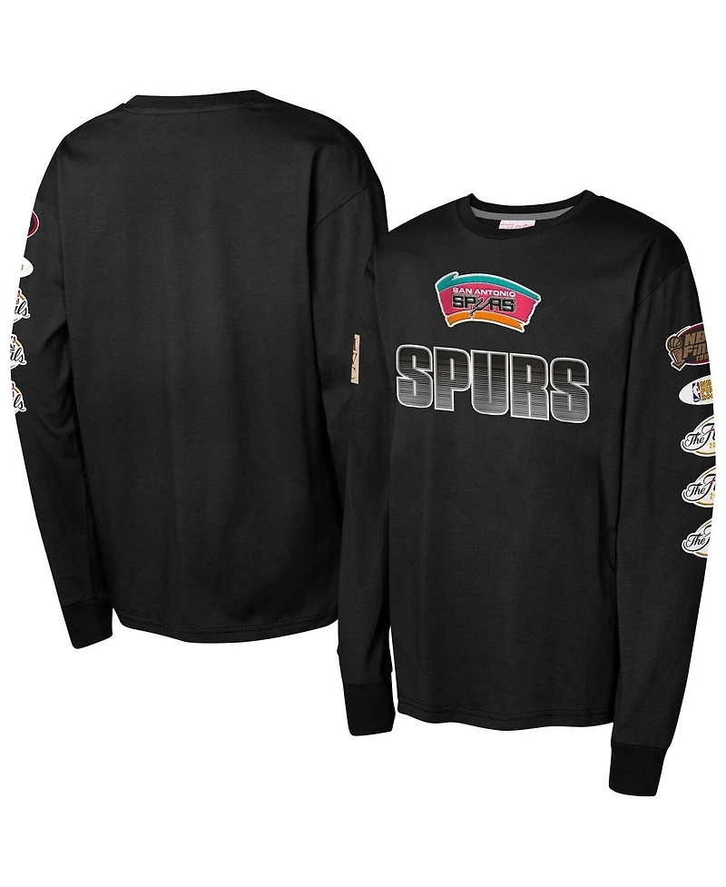 Mitchell & Ness Big Boys and Girls Black San Antonio Spurs Hardwood Classics All Over Long Sleeve T-Shirt
