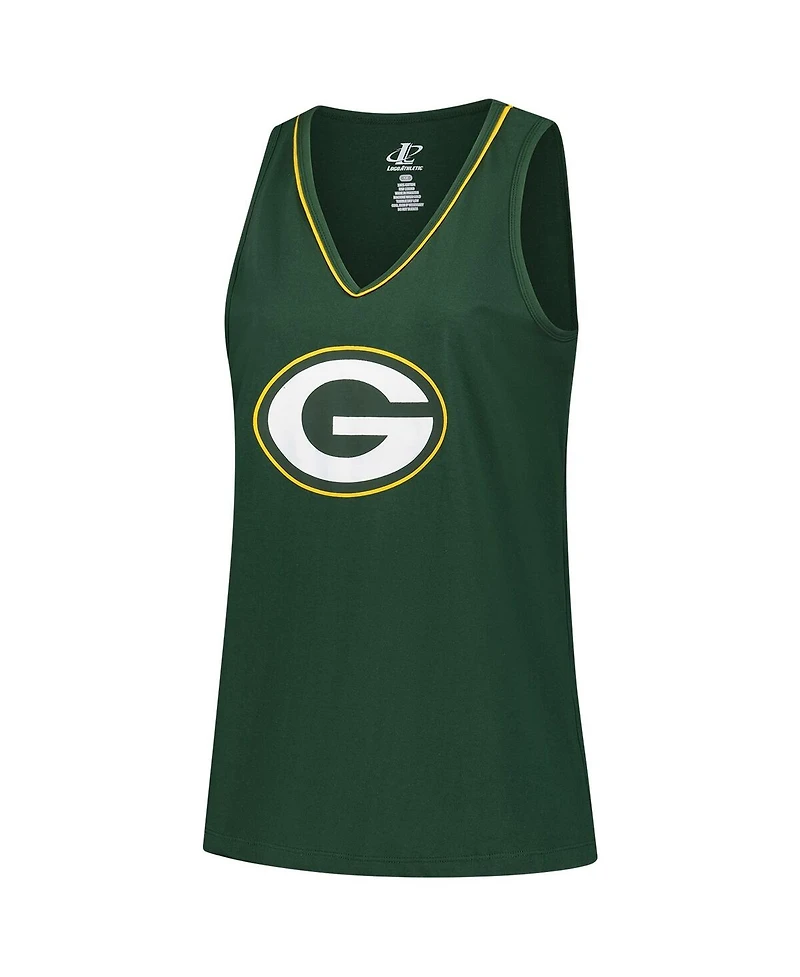 Logo Athletic Women's Green Bay Packers Plus Stellar Win V-Neck Tank Top