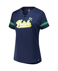 Fanatics Women's Navy Notre Dame Fighting Irish Plus Overtime Readiness Lace-Up T-Shirt