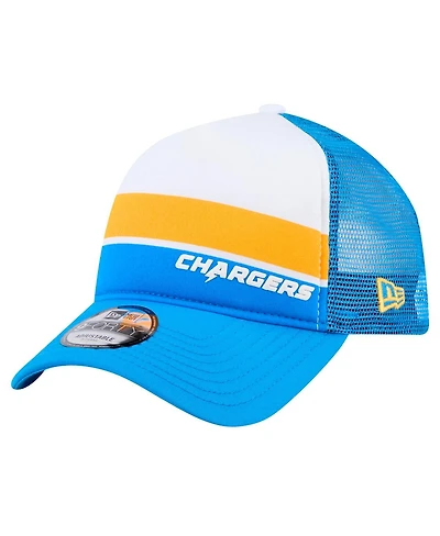 New Era Big Boys and Girls Powder Blue Los Angeles Chargers Sport Night Color Block 9FORTY A-Frame Trucker Adjustable Hat