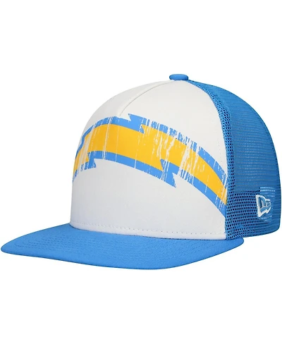 New Era Big Boys and Girls White/Powder Blue Los Angeles Chargers Distressed 9FIFTY A-Frame Snapback Hat