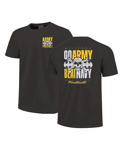 Image One Men's and Women's Graphite Army Black Knights Skull Beat Navy Football T-Shirt