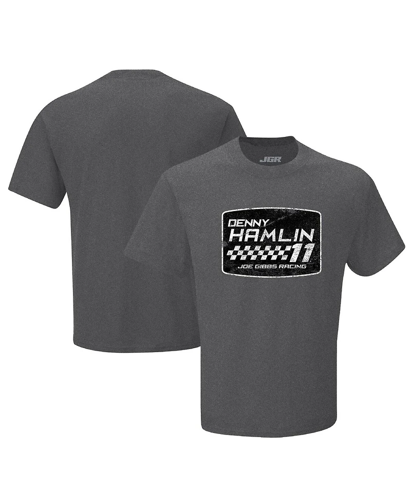 Joe Gibbs Racing Team Collection Men's Heather Charcoal Denny Hamlin Vintage T-Shirt