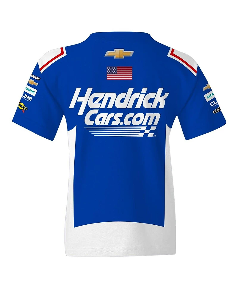 Hendrick Motorsports Team Collection Big Boys and Girls Blue Kyle Larson Valvoline Uniform T-Shirt