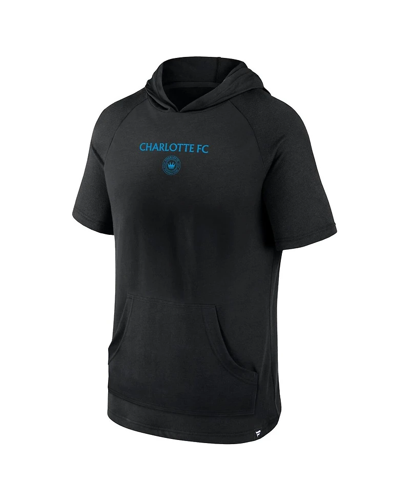 Fanatics Men's Black Charlotte Fc Match Raglan Short Sleeve Pullover Hoodie