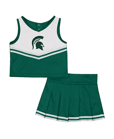 Colosseum Girls Toddler 2-Pack Green Michigan State Spartans Time For Recess Cheer Top and Skirt Set