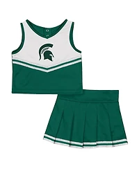 Colosseum Girls Toddler 2-Pack Green Michigan State Spartans Time For Recess Cheer Top and Skirt Set