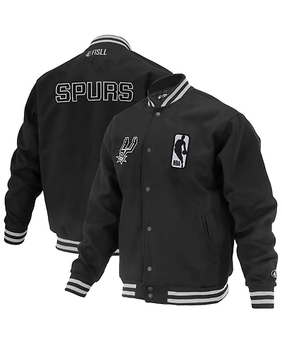Fisll Men's and Women's Black San Antonio Spurs Logoman Shadow Collection Full-Snap Varsity Jacket