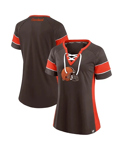 Fanatics Women's Brown Cleveland Browns Athena Lace-Up Top
