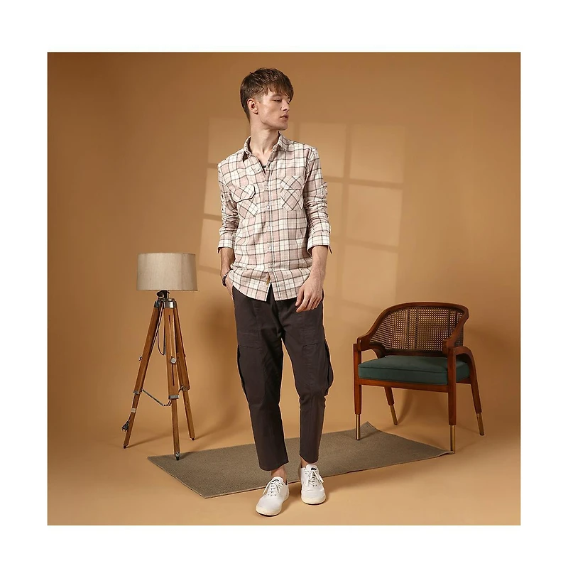 Campus Sutra Men's Buffalo Check Utility Shirt