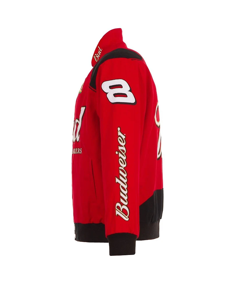 Jh Design Men's Red Dale Earnhardt Jr. Budweiser Full-Snap Twill Jacket