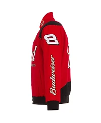 Jh Design Men's Red Dale Earnhardt Jr. Budweiser Full-Snap Twill Jacket