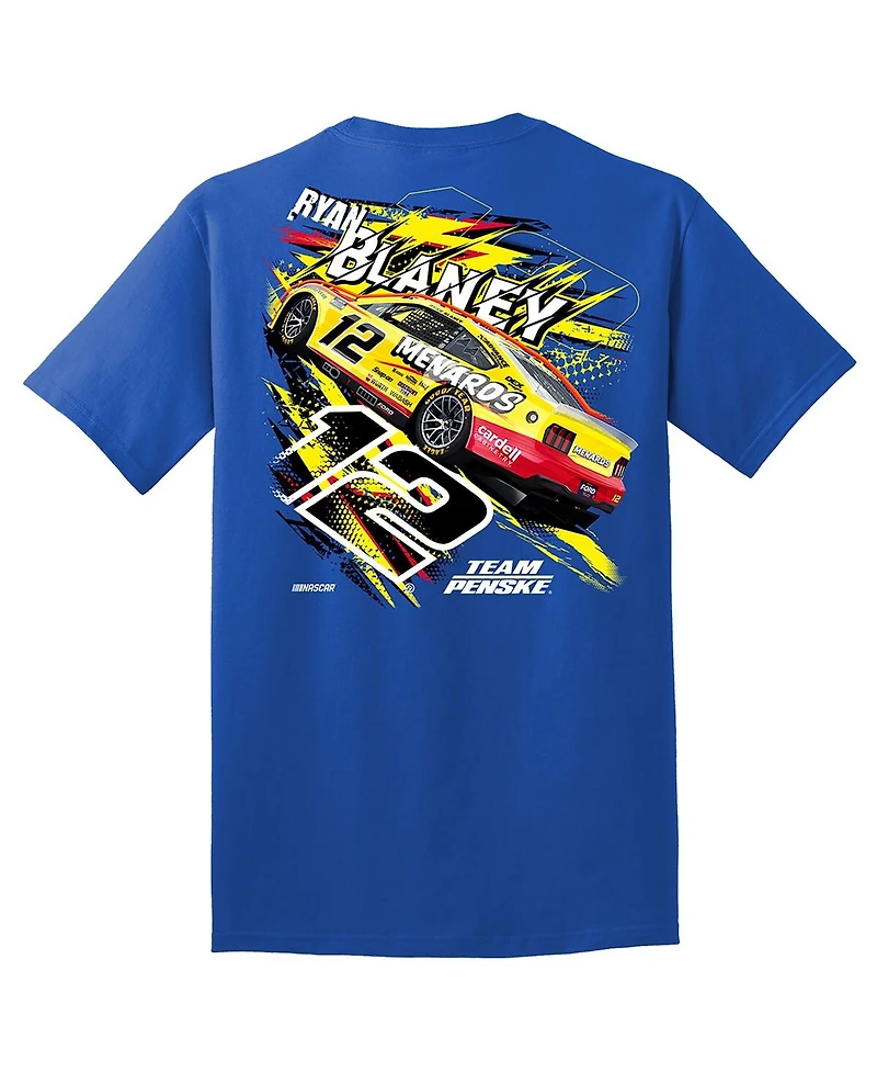 Team Penske Men's Royal Ryan Blaney Menards Cardell 12 Car T-Shirt