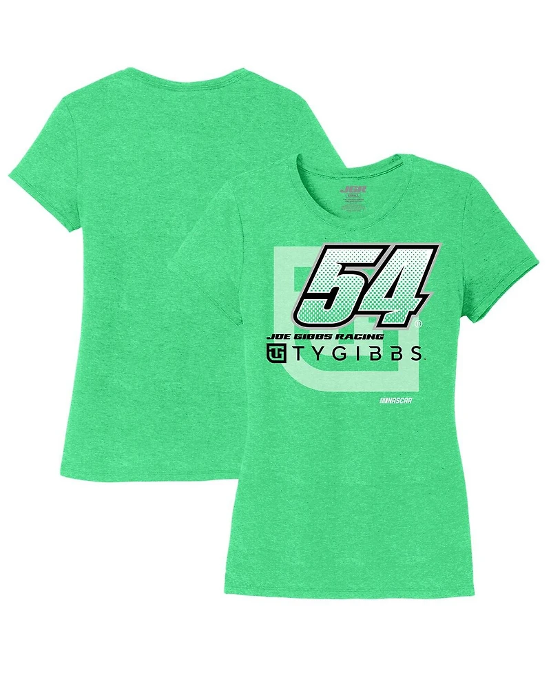 Joe Gibbs Racing Team Collection Women's Heather Green Ty Name Number Scoop Neck T-Shirt