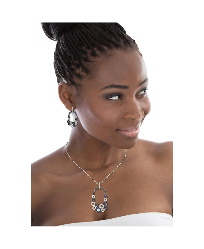 Suzy Levian New York Suzy Levian Sterling Silver Sapphire Multi-Circle Center Stone Pendant