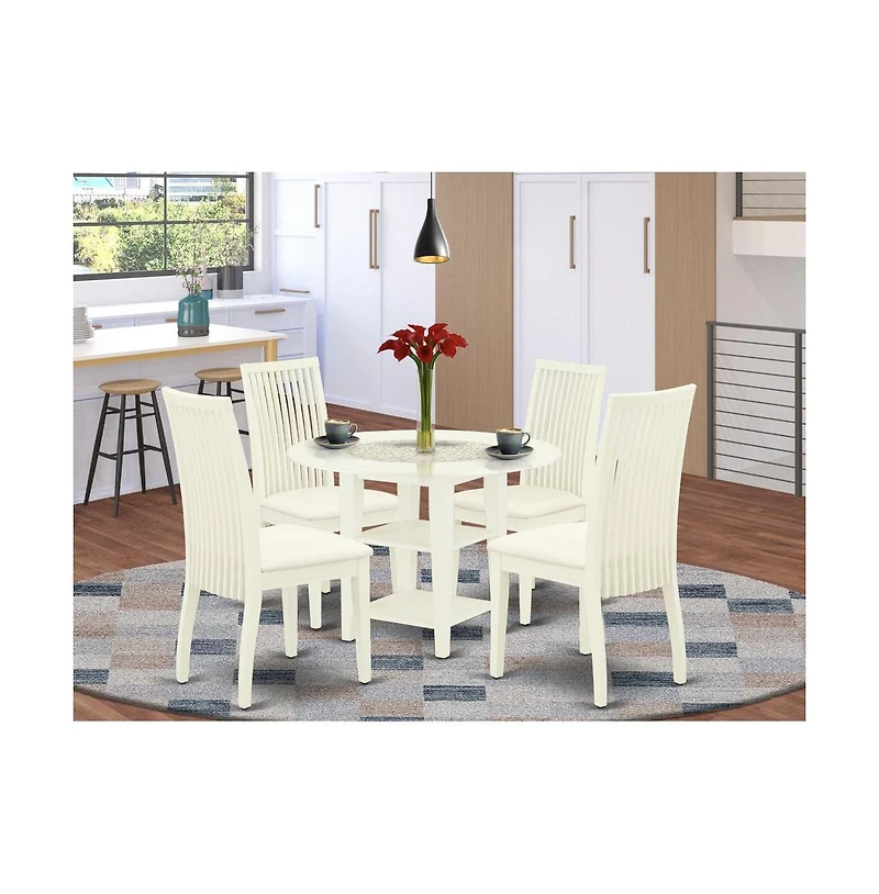 East West Furniture Dining Room Set Linen White