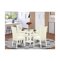 East West Furniture Dining Room Set Linen White