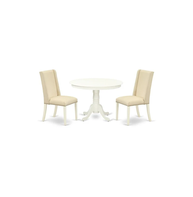 East West Furniture Dining Room Set Linen White