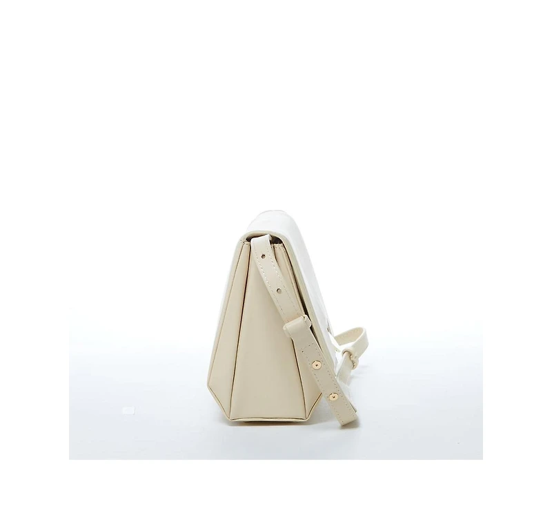Susu Leather Saddle Bag Off White Crossbody Purse Cream Women's Handbag