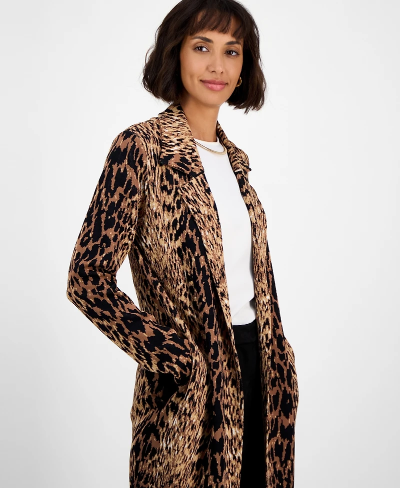 T Tahari Women's Animal-Print Long-Sleeve Jacket