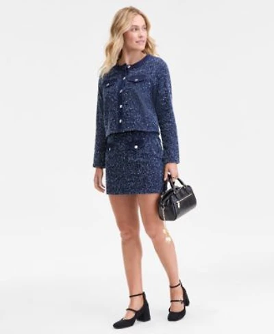 On 34th Womens Denim Trim Tweed Cropped Jacket Denim Trim Tweed Mini Skirt Macys Exclusive