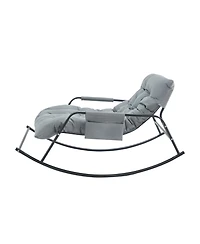 Casainc Rocking Chair with Extra-Wide leather Upholstered Gliding Boucle Reclining