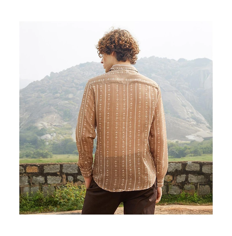 Campus Sutra Men's Ethnic Imprint Shirt