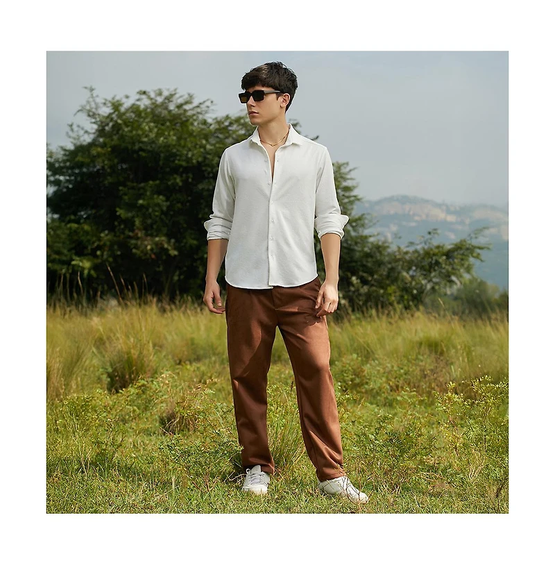 Campus Sutra Men's Crimp-Tactile Shirt