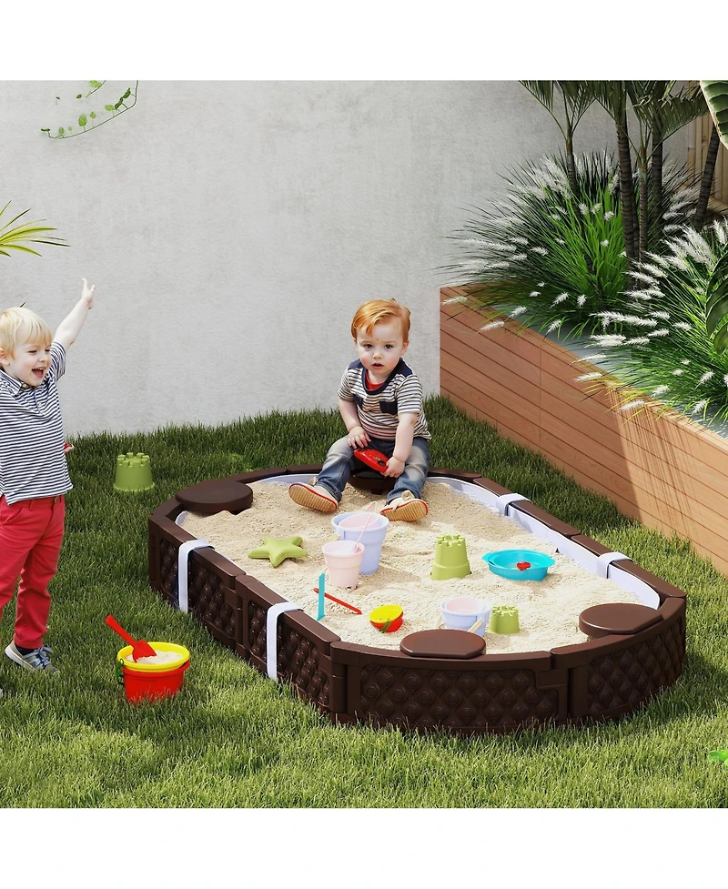 Qaba Oval Kids box with Cover, 4 Seats, Bottom Liner,