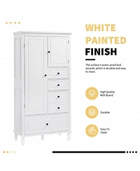 Casainc Tall and Wide Storage Cabinet with Doors, Four Drawers, Adjustable Shelves for Bathroom/Office