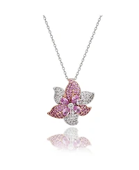 Suzy Levian New York Suzy Levian Sterling Silver Sapphire & Created White Sapphire Exotic Flower Pendant Necklace