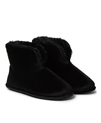 Dearfoams Women's Sara Shiny Velour Bootie House Slipper Boot