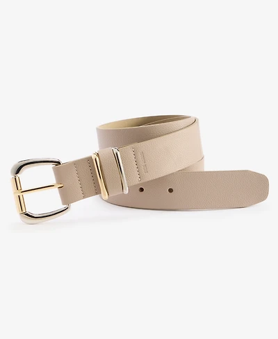 Steve Madden Two-Tone Roller Buckle Micropebble Belt