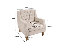 Casainc Footrest Chair Set with Vintage Brass Studs, Button Tufted Upholstered Armchair