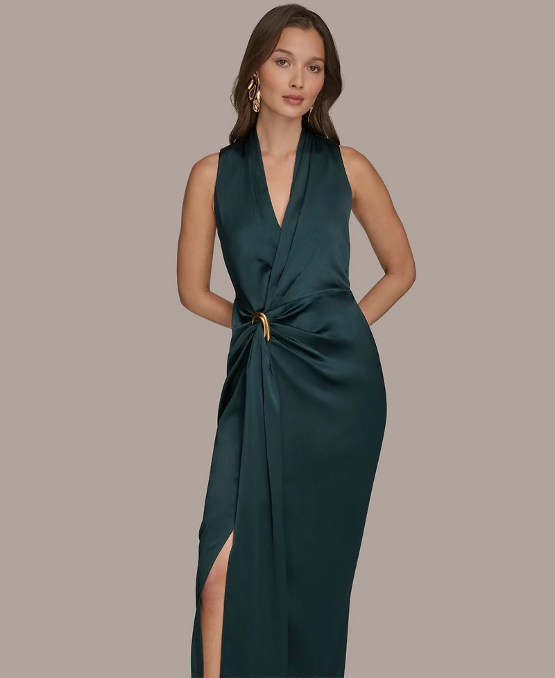 Donna Karan New York Women's Halter Neck Ruched Dress