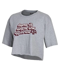 Champion Women's Gray Texas A&M Aggies Boyfriend Cropped T-Shirt